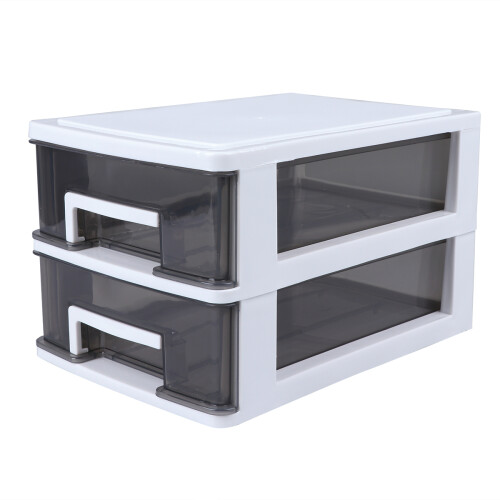 2Pcs Double Layer Plastic Storage Cabinet With Drawers For Closet 1