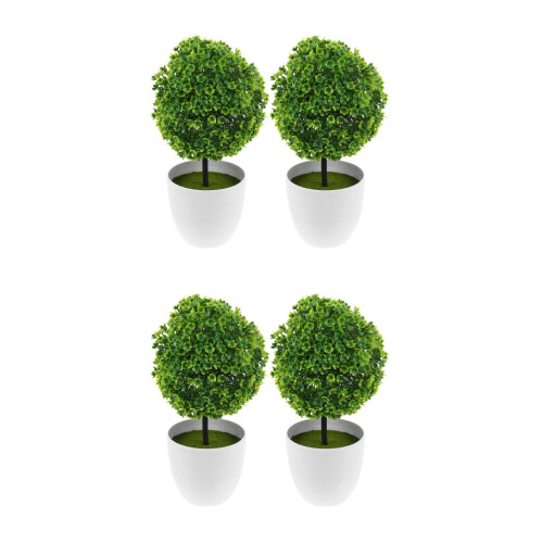 4 Pcs Artificial Plant Ball Decorative Bonsai Plastic Flower Green 1