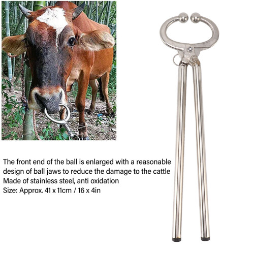 Stainless Steel Cow Nose Plier 41x11cm Automatic Locking Bull Cattle Ring 2
