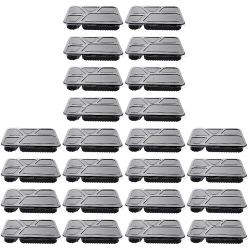 90 Pcs 5 Compartment Meal Prep Containers Stackable Microwave Safe 1
