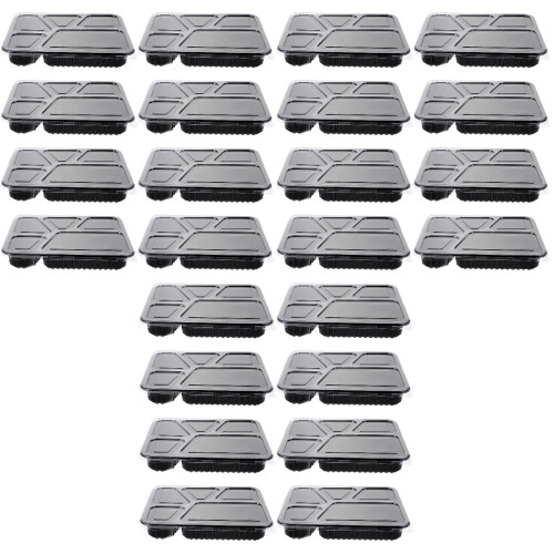90 Pcs 5 Compartment Meal Prep Containers Stackable Microwave Safe 2