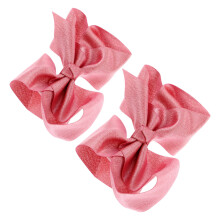 8St Roze Baby Haarspeldjes Met Eenvoudige Strik Van Polyester Stof