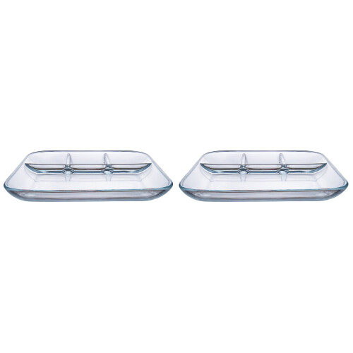 2 Pcs Transparent Heat-Resistant Square Glass Dish For Home 1
