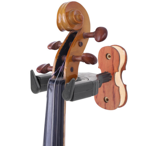 1Pc Black Wooden Violin Ukulele Wall Hanger with Automatic Lock Hook 2