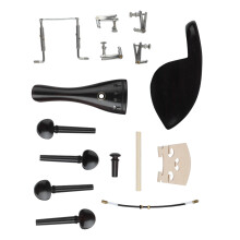 Complete 15Pcs Violin Set: Tailpiece Chin Rest Pegs & Tail Rope