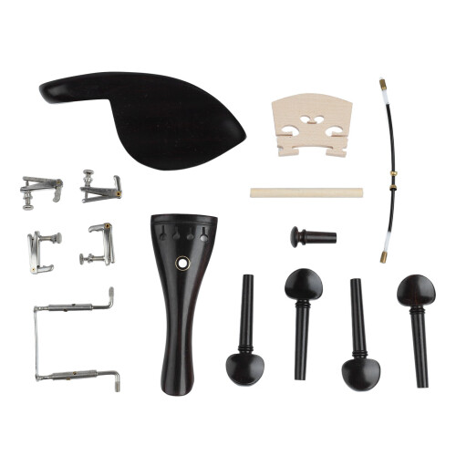 Complete 15Pcs Violin Set: Tailpiece Chin Rest Pegs & Tail Rope 2