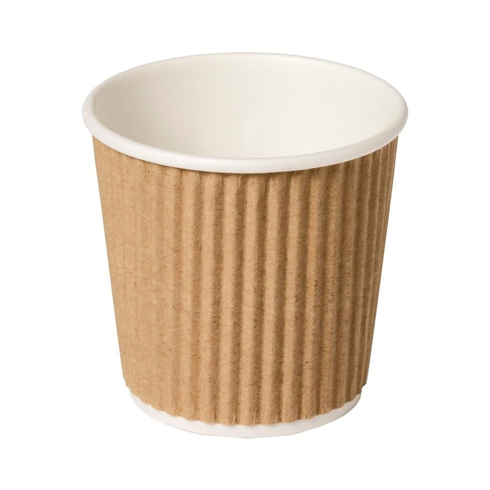 Econx 4Oz Kraft Paper Coffee Cups Brown Triple Walled Disposable Insulated Paper Coffee Cups For Hot & Cold Drinks X 200Pk