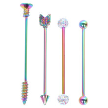 3 Sets Industrial Barbell Earrings For Double Ear Piercing