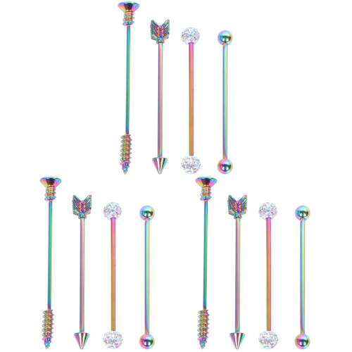 3 Sets Industrial Barbell Earrings For Double Ear Piercing 1