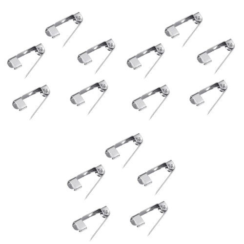 600 Pcs 1.5cm Silver Brooch Pin Back With Three Holes And Safety Clasp 2