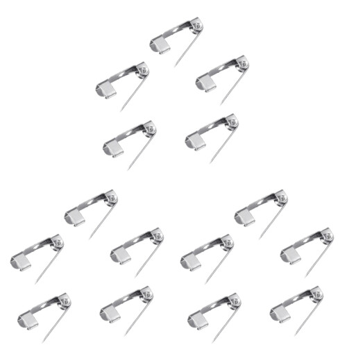 600 Pcs 1.5cm Silver Brooch Pin Back With Three Holes And Safety Clasp 1