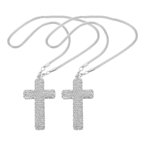 8 Pcs Cross Mirror Charm For Christian Drivers - Crystal Jesus Pendant 1