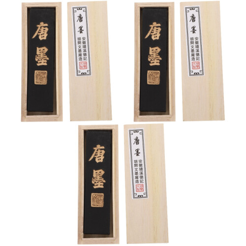 3 Pcs Chinese Calligraphy Ink Stick Set With Ink Stone 1