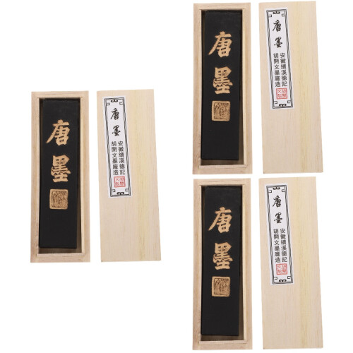 3 Pcs Chinese Calligraphy Ink Stick Set With Ink Stone 2
