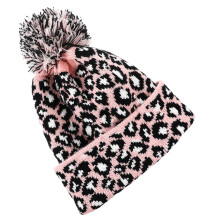 2Stk Winter Wollmütze Rosa, Damen Strickmütze Mit Leopardenprint