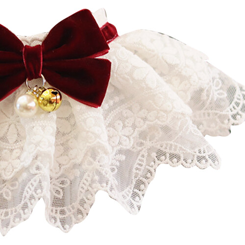 Wine Red Pet Lace Bib Collar for Dog & Cat, M Size 2