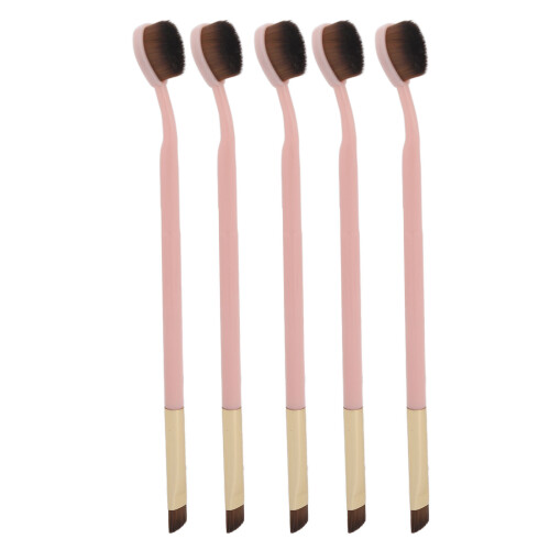 5-teiliges doppelseitiges Foundation-Pinsel-Set aus Nylon Pink 1