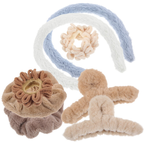 2Sets Flauschige Plüsch Haarbänder Haarklammern Für Frauen 1