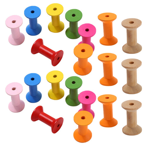 40 Pcs Vintage Unfinished Wooden Spools For Home Winding