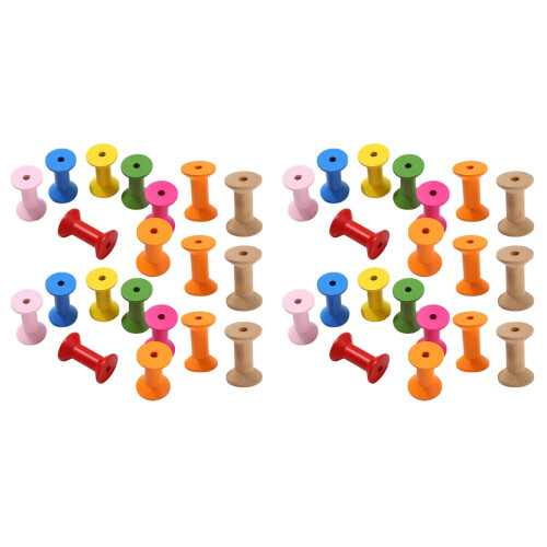 40 Pcs Vintage Unfinished Wooden Spools For Home Winding 1