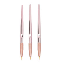 3er Set Rosen Gold Nail Art Linier Pinsel Nylon Borsten Metallstift