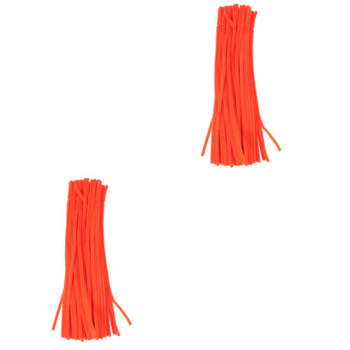 200 Pcs Plush Rods Flexible Flocking Sticks For Kids Diy Art Orange 2