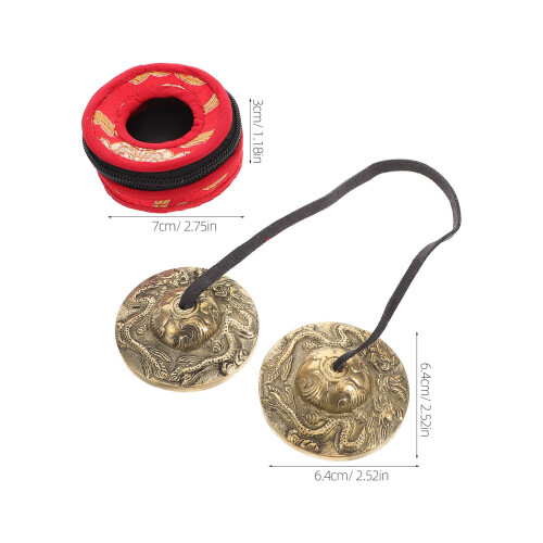 Set Of Handcrafted Nepalese Copper Bell Cymbals With 2