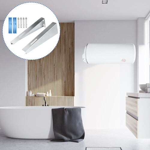 2Pièces Support Chauffe-Eau Mural Acier Inoxydable Argenté Durable 1