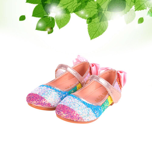 1Pair Pink Sequin Dance Shoes Durable Ballet Shoes with PU Strap 1
