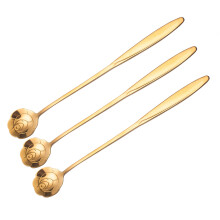 3St Goldfarbene Blütenförmige Löffel Mit Lange Stiel Für