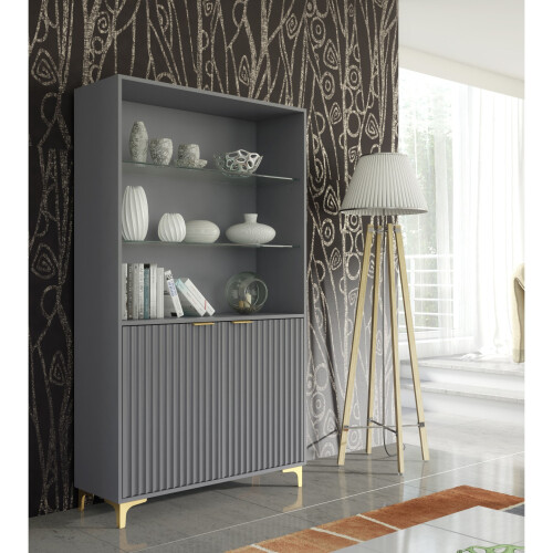 Creative Furniture Tide Crest 175cm Display Cabinet - Dark Grey 1