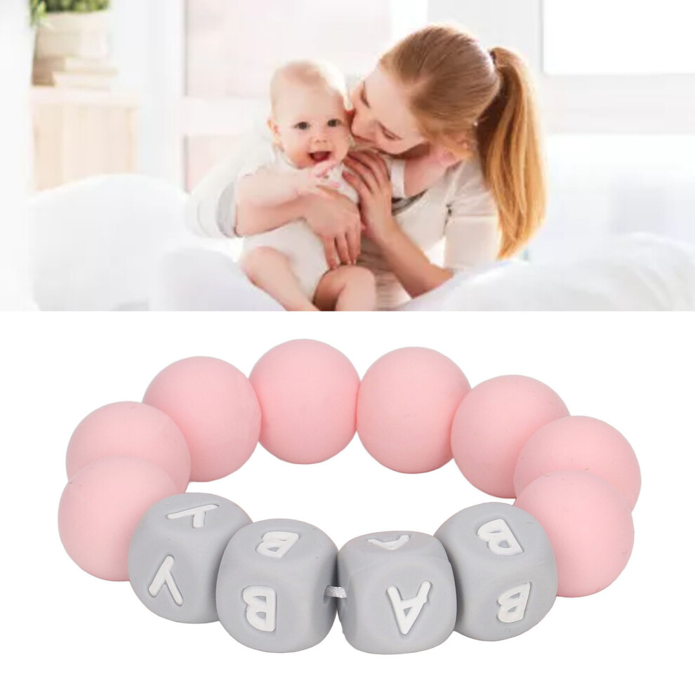 Colorful Silicone Baby Bead Bracelet for Infants & Toddlers Pink