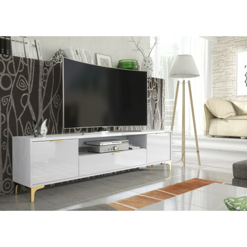 Creative Furniture Goldline Gloss 200cm TV Unit - White Gloss 1