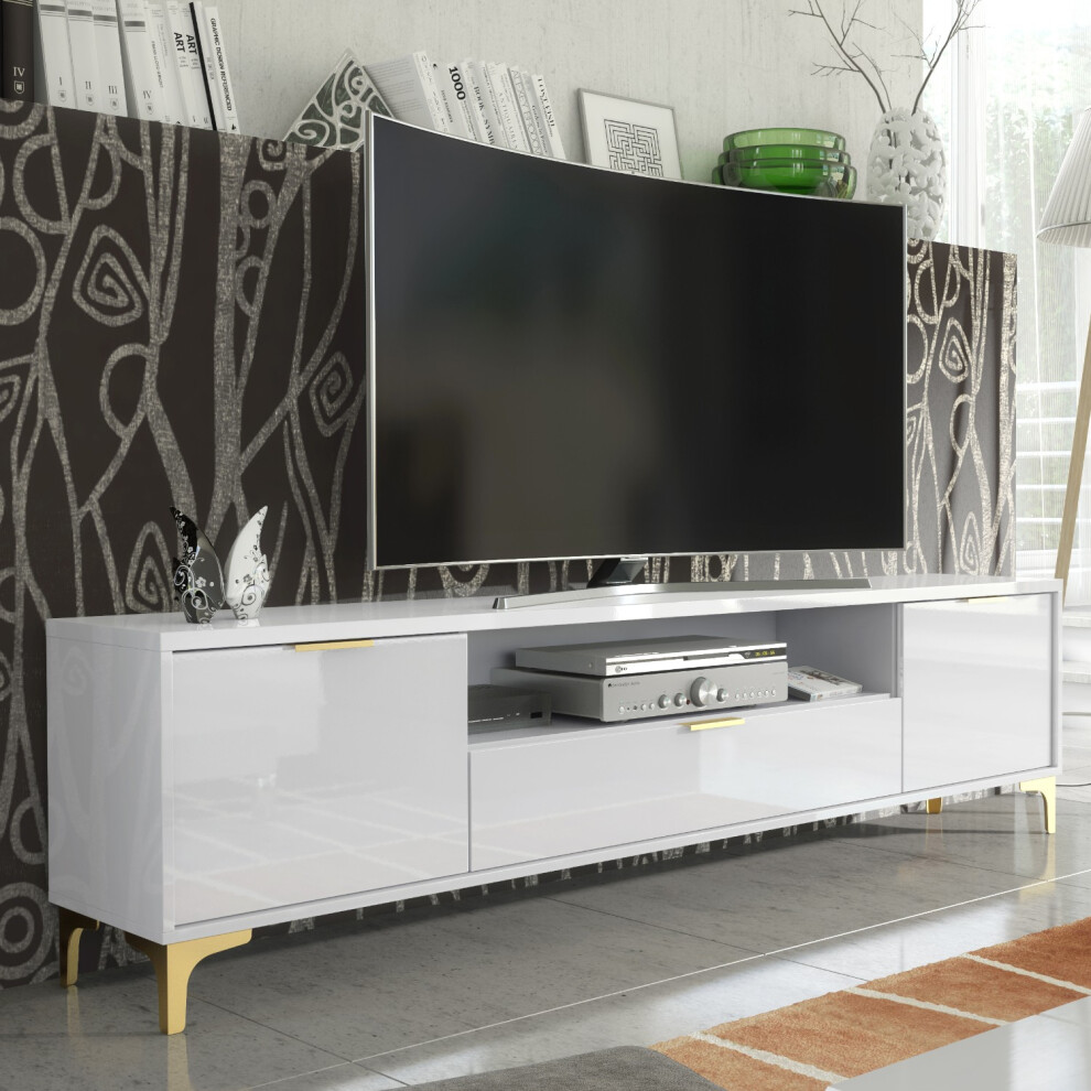Creative Furniture Goldline Gloss 200Cm Tv Unit - Gloss White
