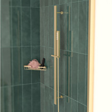 Nes Home Brushed Brass Square Wall Mounted Slider Rail Shower Kit With Handset