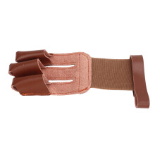 Durable Cowhide 3 Finger Archery Glove with Adjustable Strap Brown
