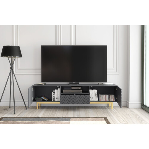 Creative Furniture Diamond Luxe 180cm TV Unit - Dark Grey 2