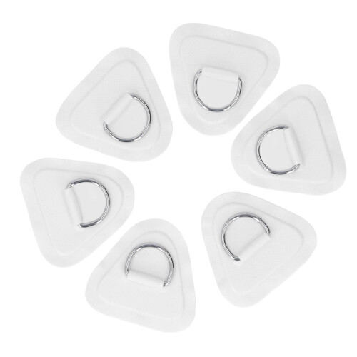 6Pcs PVC D Ring Patch Elastic Rope Set for Inflatable Boats, Kayaks, White