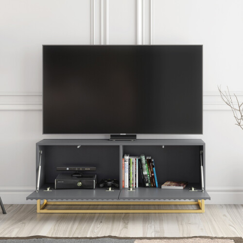 Creative Furniture Ripple 100cm TV Unit - Dark Grey Modern Fluted Design 1