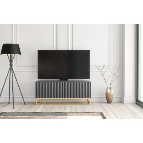 Creative Furniture Ripple 100cm TV Unit - Dark Grey Modern Fluted Design 2