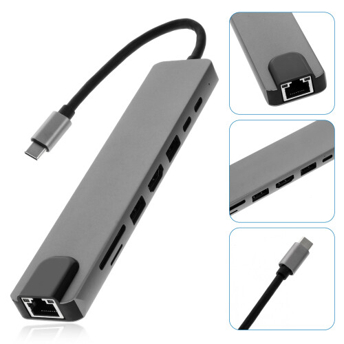 Usb Adapter Docking Station 8-Port Hub 4K 1