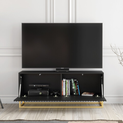 Creative Furniture Ripple 100cm TV Unit  - Black Modern Fluted Design 1