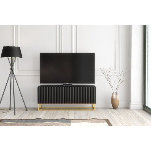 Creative Furniture Ripple 100cm TV Unit  - Black Modern Fluted Design 2