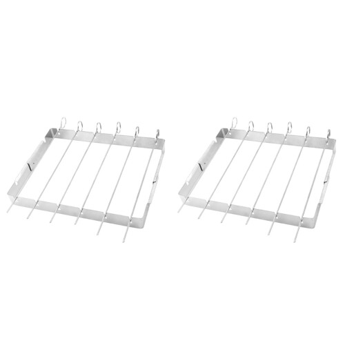 2Pièces Accessoires Barbecue Acier Inoxydable Portable Argent Durable 2