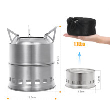 Tragbarer Edelstahl-Holz- und Alkoholkochherd 13,5 cm für Outdoor-Camping