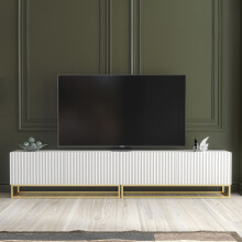 Ripple Duo 200cm TV Unit - White Modern Fluted Design