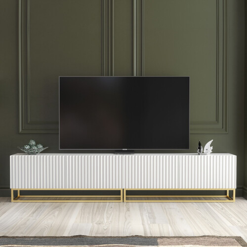 Creative Furniture Ripple Duo 200cm TV Unit - White Modern Fluted Design