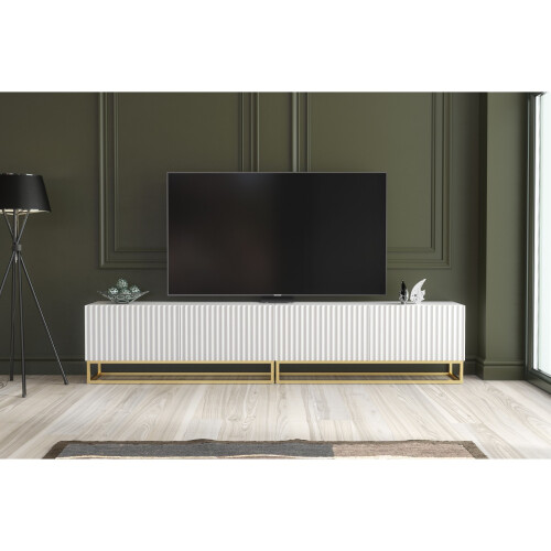Creative Furniture Ripple Duo 200cm TV Unit - White Modern Fluted Design 2