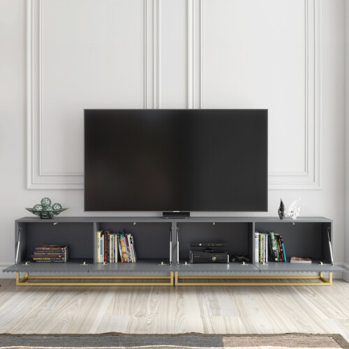 Creative Furniture Ripple Duo 200cm TV Unit - Dark Grey Modern Fluted Design 1