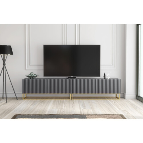 Creative Furniture Ripple Duo 200cm TV Unit - Dark Grey Modern Fluted Design 2